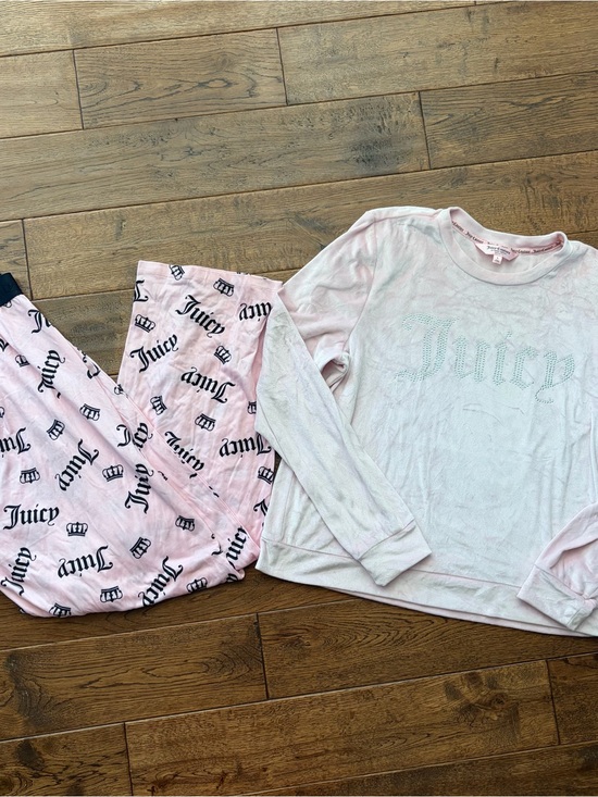 Juicy Couture Other - Y2K Juicy Couture Light Pink Velour Logo Pajama Lounge Set Size Large